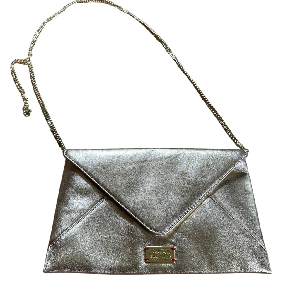 Frances Valentine Metallic Gold Leather Envelope Clutch Crossbody Bag